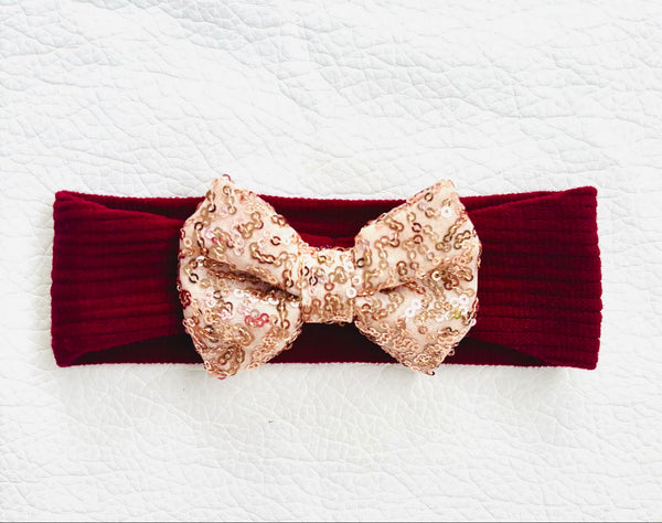 Festive Sequin Baby Headband- Maroon