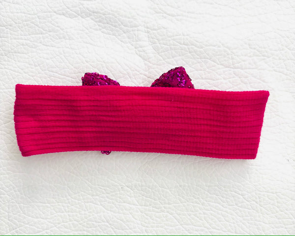 Festive Sequin Baby Headband- Dark Pink
