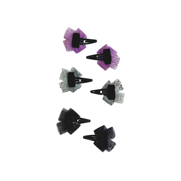 Set of 3  Flower HairClip- Grey, purple, Black