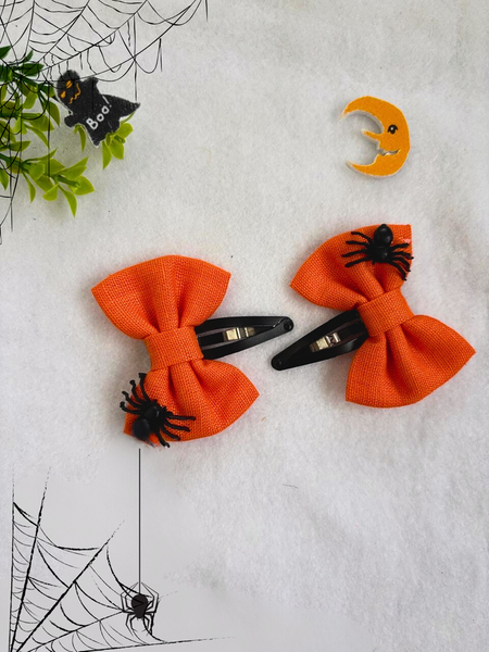 Set of 2 Halloween Spider HairClip- Orange