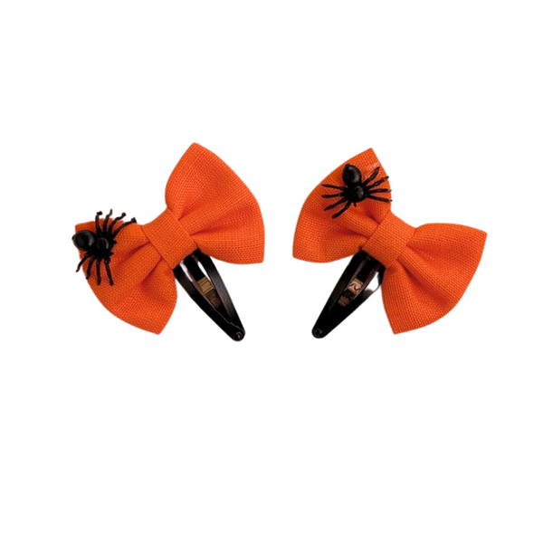 Set of 2 Halloween Spider HairClip- Orange
