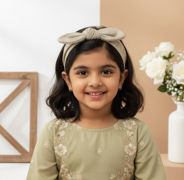 Girl Diamond Knot Headband- Beige