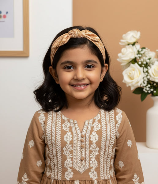 Girl Bloom Knot Headband- Amber