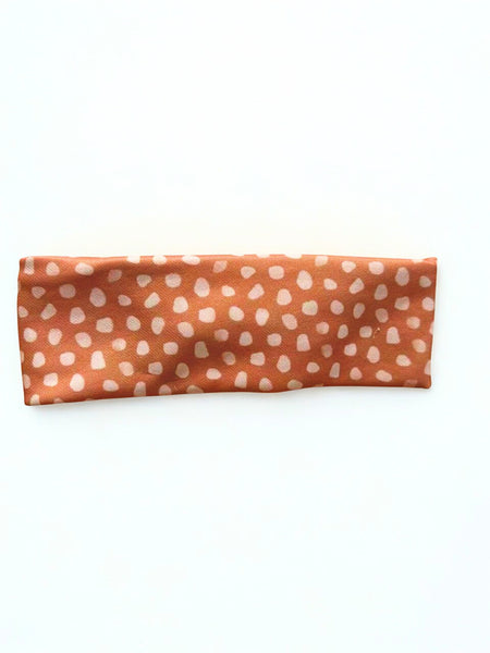 Girl Polka Dot Knot Headband- Orange