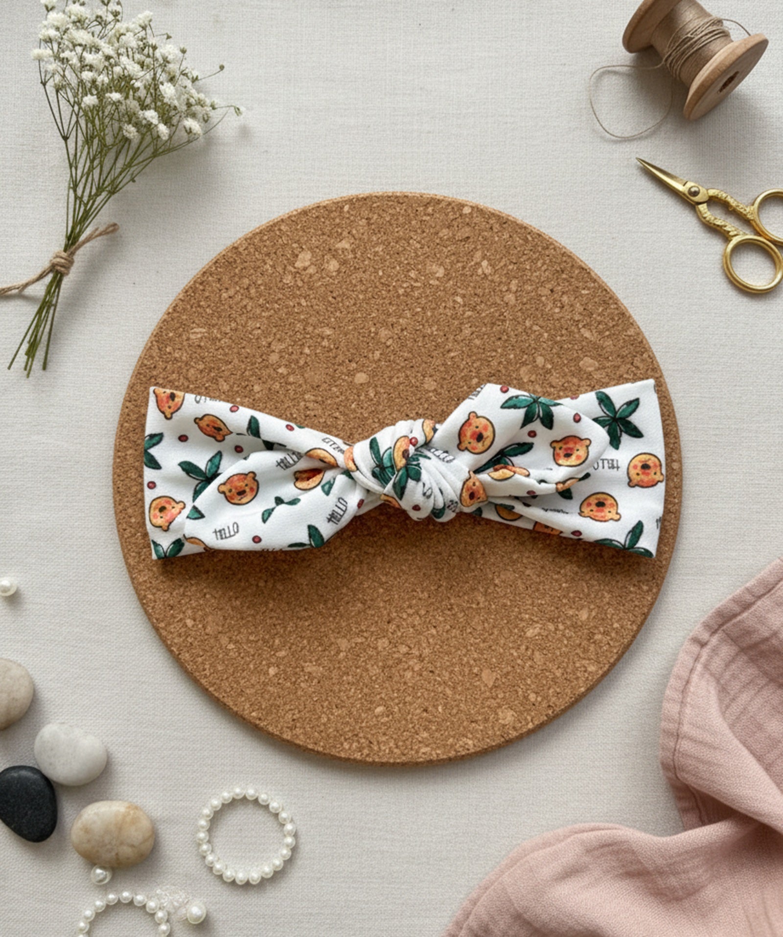 Girl Teddy Knot Headband- White