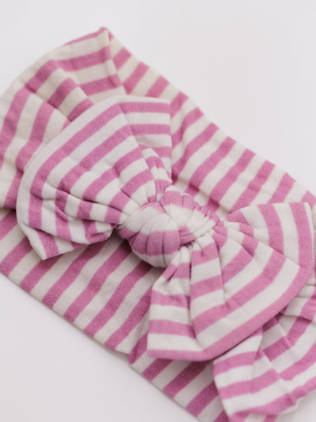 Checkered Knot Top Headwrap - Pink & White