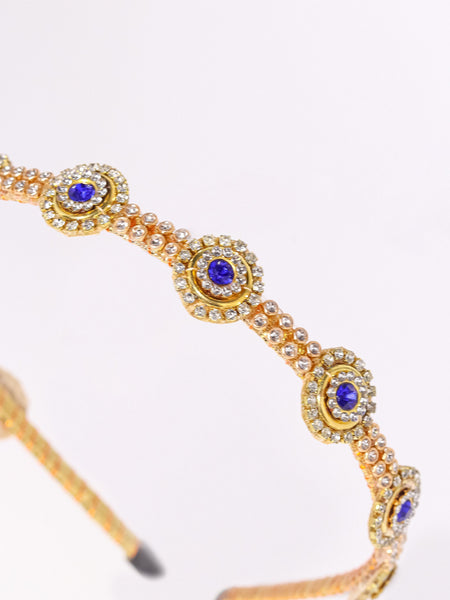 Ethnic Stone Embellished Girls Headband- Golden & Blue