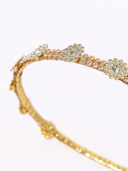 Ethnic Stone Embellished Girls Headband- Golden & White