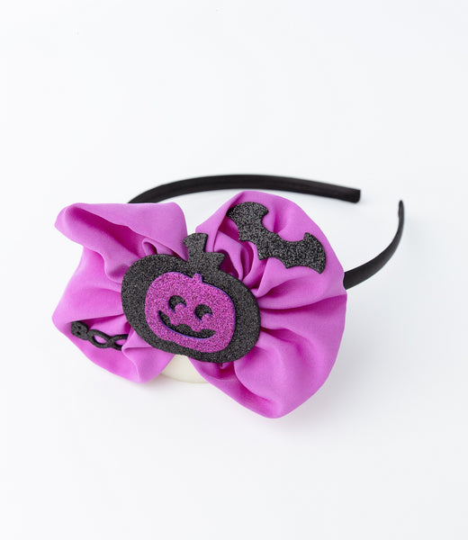Halloween Big Bow Halloween Headband- Purple