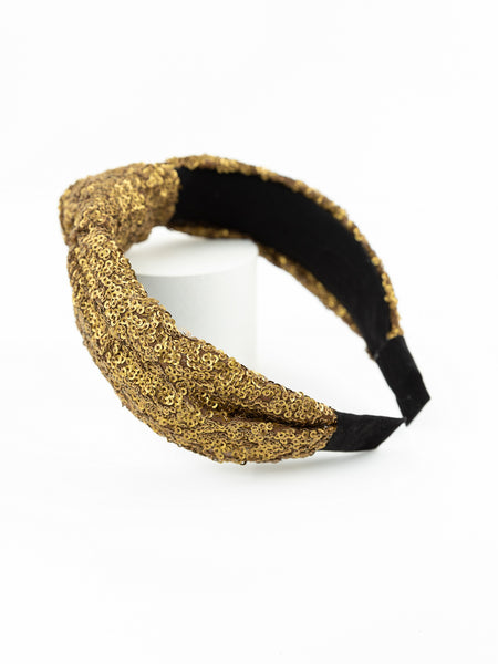 Knotted Sequin Embellished Kids Headband- Bronze