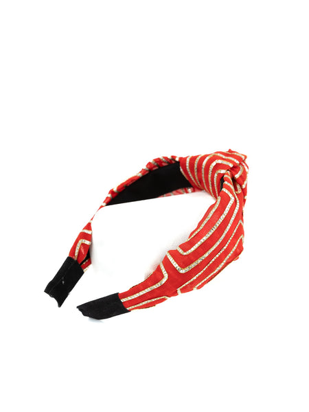 Handcrafted Ethnic Knot Headband- Red
