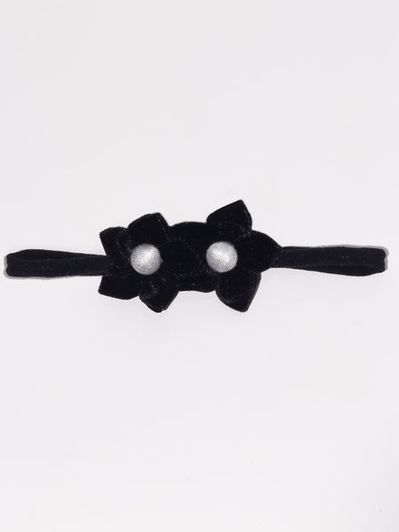 Velvet Newborn Flower Headband- Black