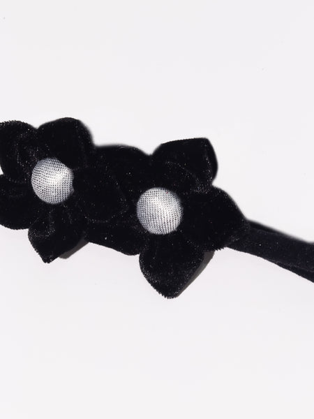 Velvet Newborn Flower Headband- Black