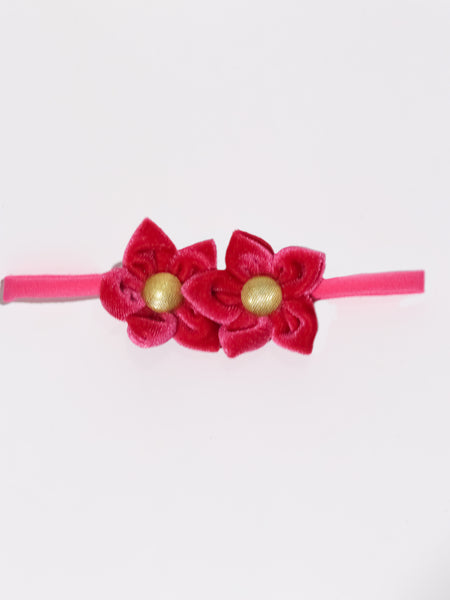 Velvet Newborn Flower Headband- Dark Pink