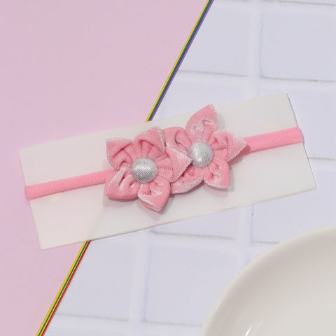 Velvet Newborn Flower Headband- Light Pink