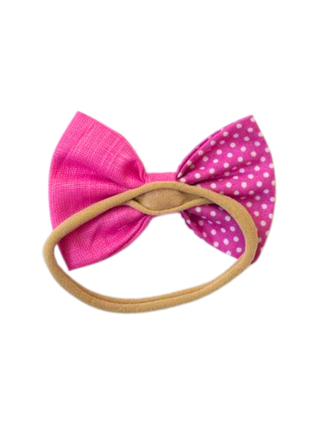 Baby 2-in-1 Polka Dot Bow Headband – Pink & White