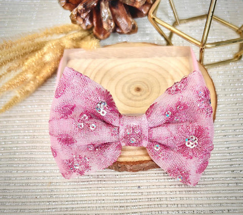 Party Wear Sequin Bow Headband - Pink