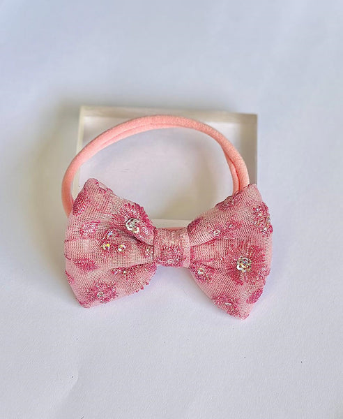Party Wear Sequin Bow Headband - Pink