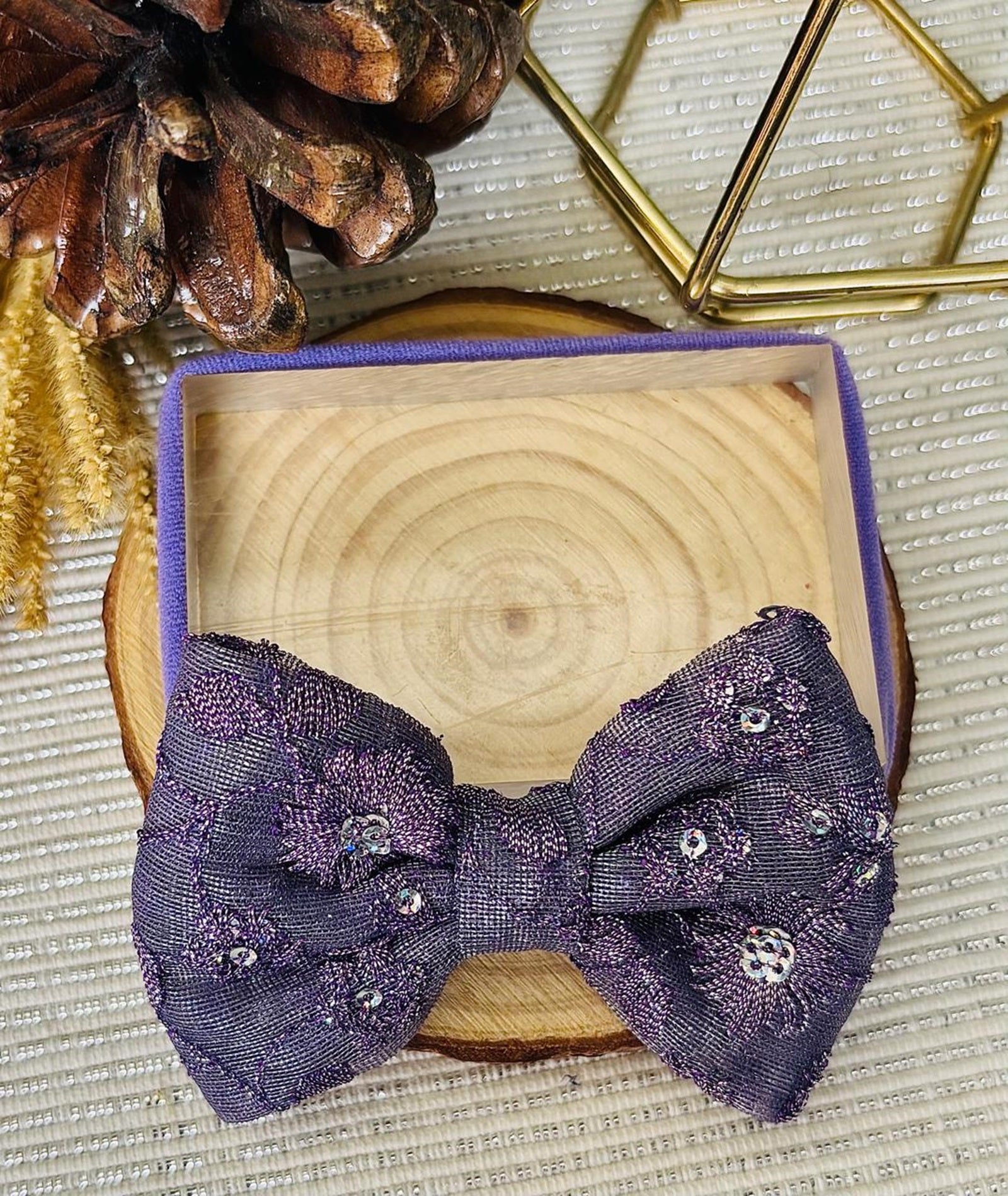 Party Wear Sequin Bow Headband - Purple