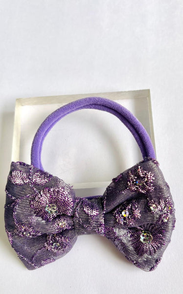 Party Wear Sequin Bow Headband - Purple