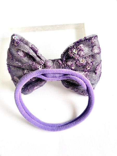 Party Wear Sequin Bow Headband - Purple