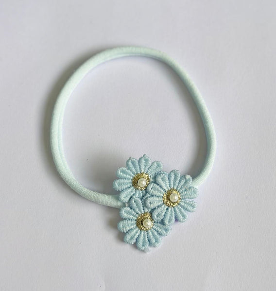 Soft Handmade Floral Headband- Blue
