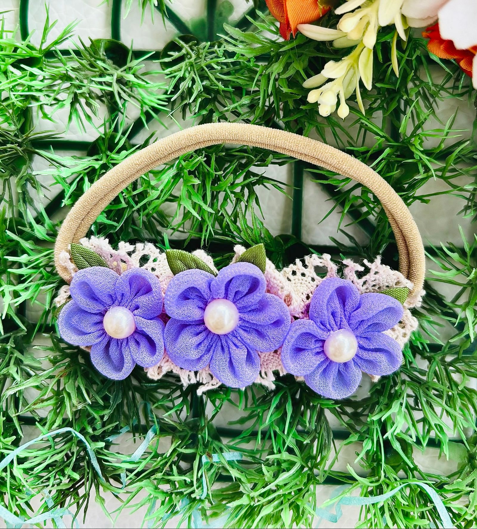 Pastel Pearl Baby Headband- Lavender