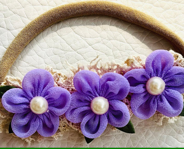 Pastel Pearl Baby Headband- Lavender