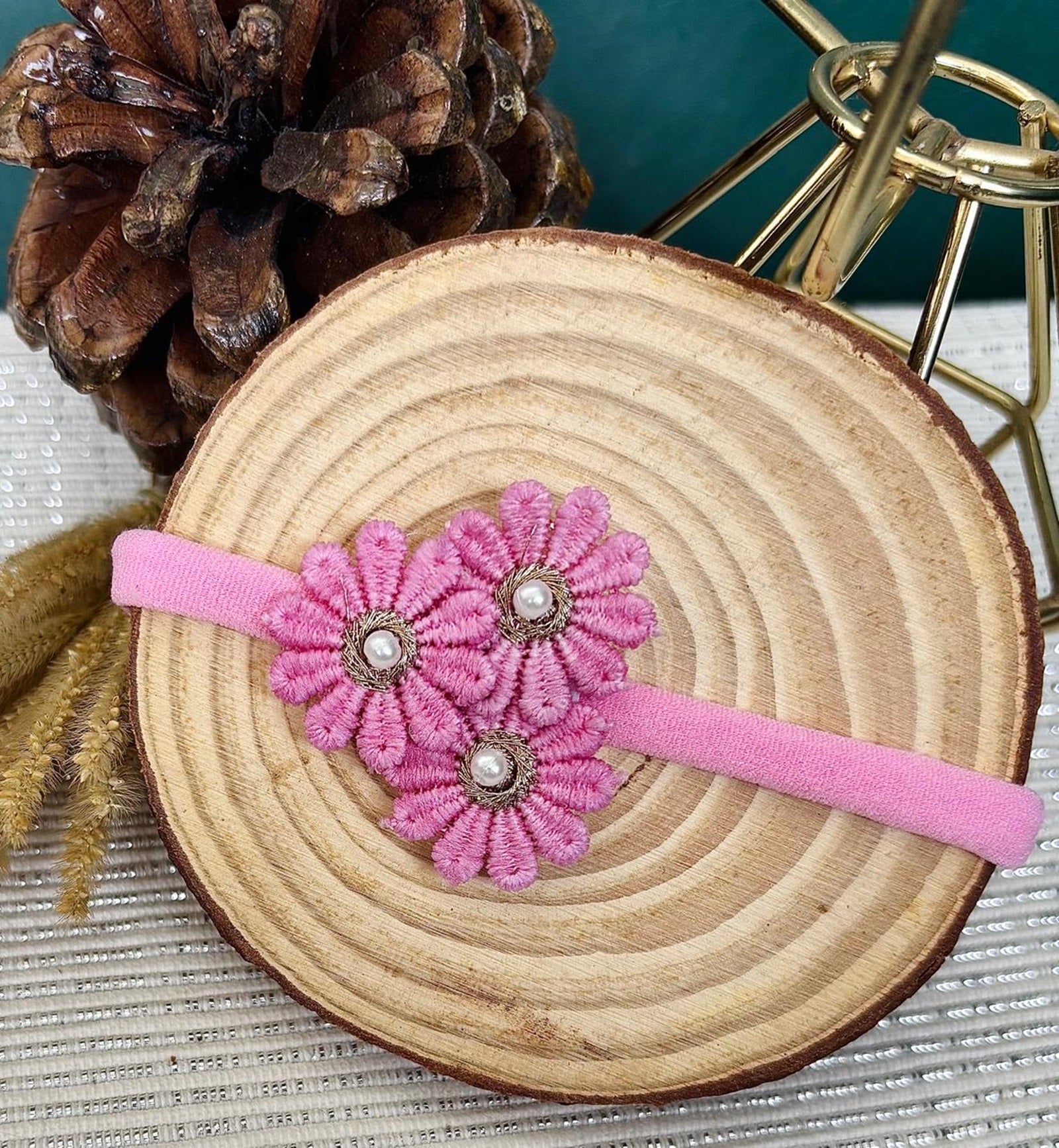 Soft Handmade Floral Headband- Pink