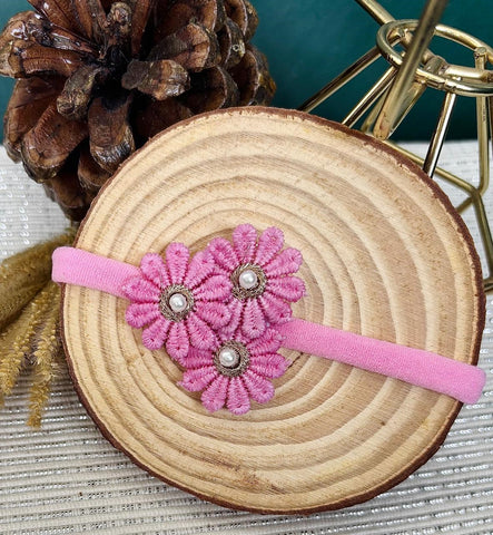 Soft Handmade Floral Headband- Pink