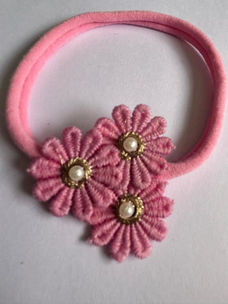 Soft Handmade Floral Headband- Pink