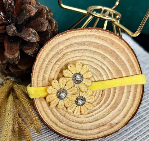 Soft Handmade Floral Headband- Yellow