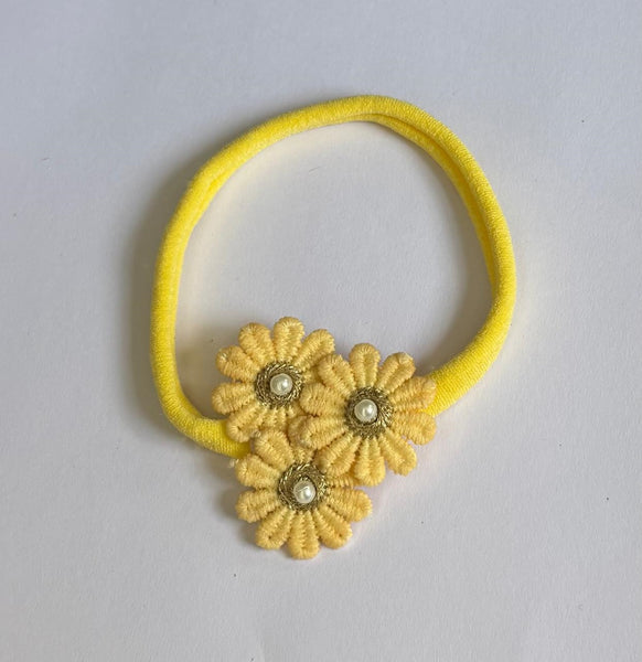 Soft Handmade Floral Headband- Yellow