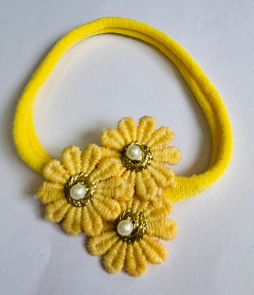 Soft Handmade Floral Headband- Yellow