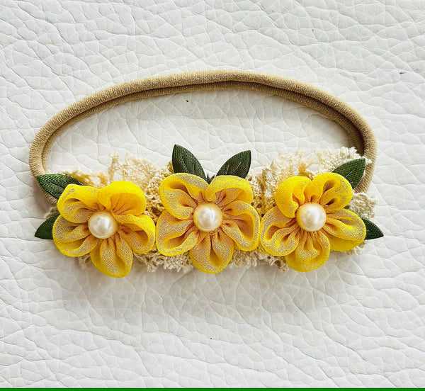Pastel Pearl Baby Headband- Yellow