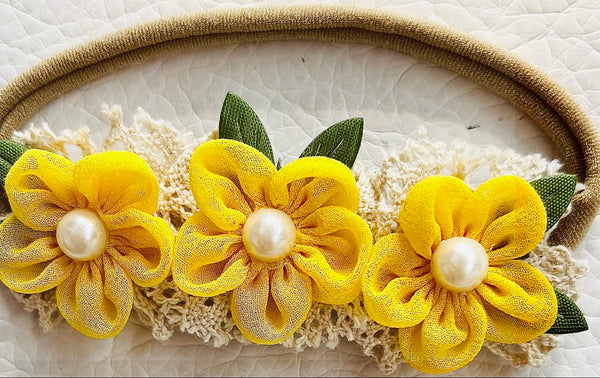 Pastel Pearl Baby Headband- Yellow