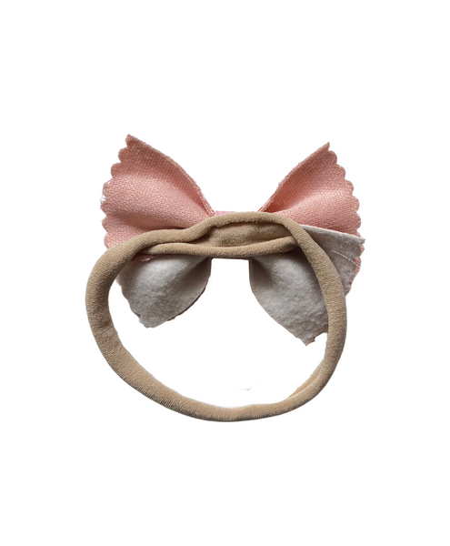 Glitter & Faux Leather Bow Headband- Pink
