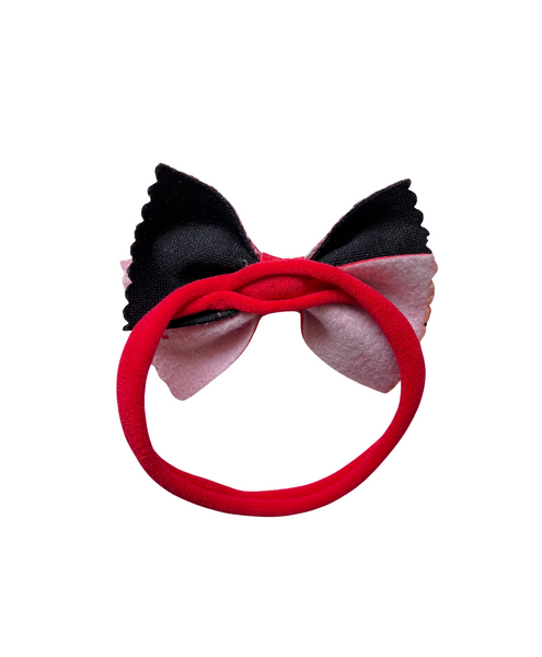 Glitter & Faux Leather Bow Headband- Red