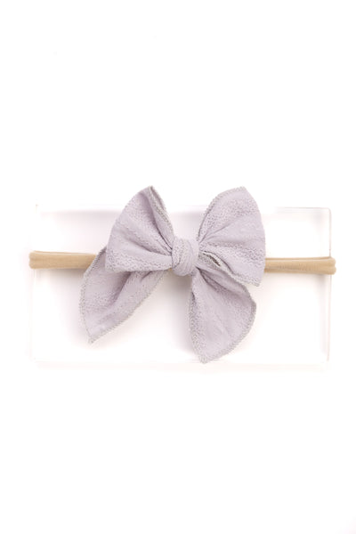 Girls Cotton Ribbed Knot Bow Headband- Lavender