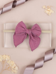 Girls Cotton Ribbed Knot Bow Headband- Mauve