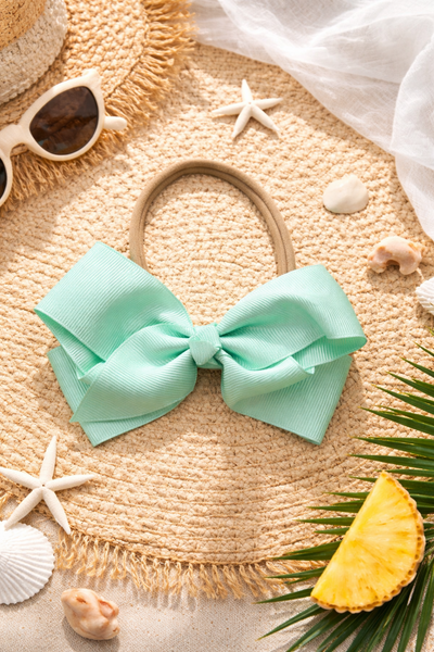 Chic Ribbon Bow Headband- Mint Green