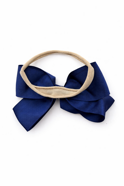 Chic Ribbon Bow Headband- Navy Blue