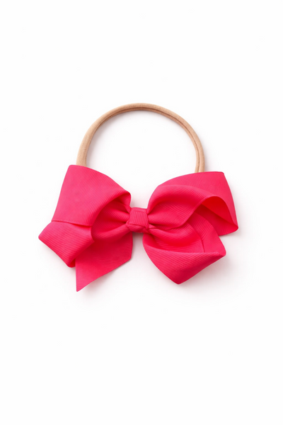 Chic Ribbon Bow Headband- Neon Pink