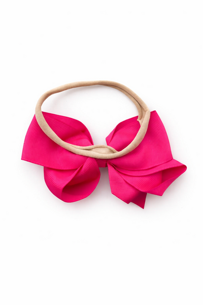 Chic Ribbon Bow Headband- Neon Pink