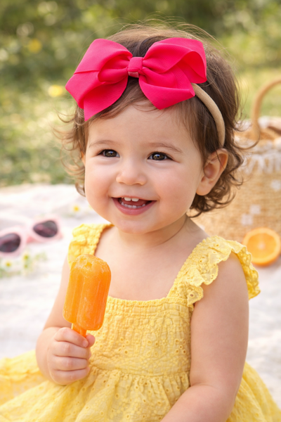 Chic Ribbon Bow Headband- Neon Pink