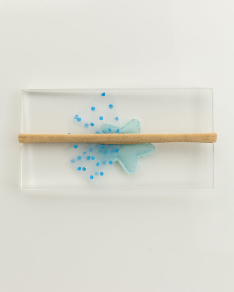 Sequined Embellished Tulle Star Kids Headband- Light Blue