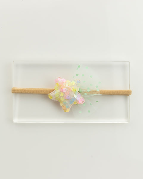 Sequined Embellished Tulle Star Kids Headband- Multicolored