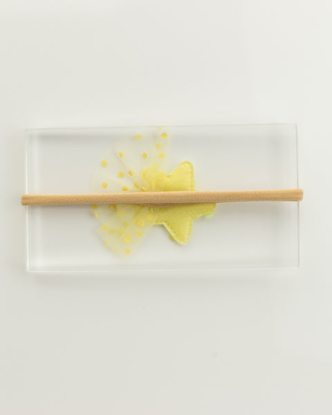 Sequined Embellished Tulle Star Kids Headband- Yellow