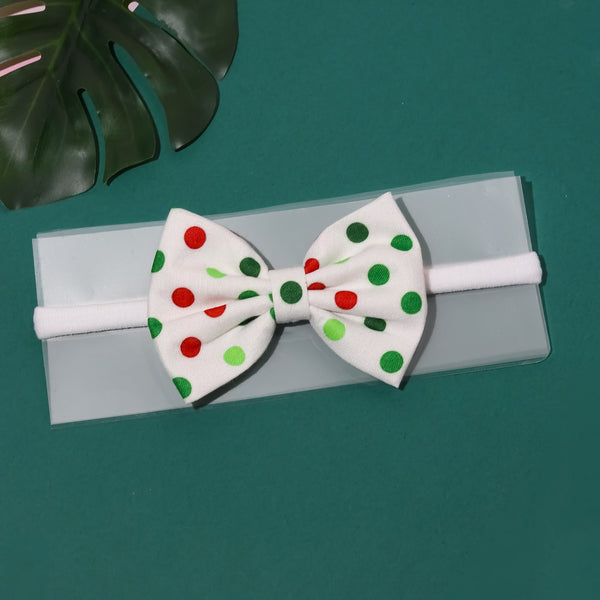 Polka Dot Bow Headband- White