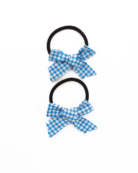 Handmade Tiny Knot Polka Dot Hair Tie Set- Blue